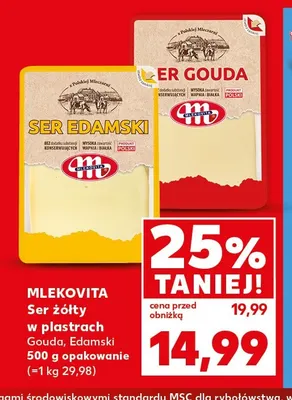 Ser edamski w plastrach Mlekovita promocja w Kaufland