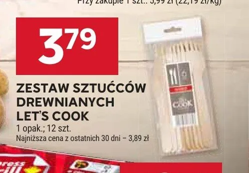 Zestaw sztućców drewnianych Let's Cook promocja w Stokrotka