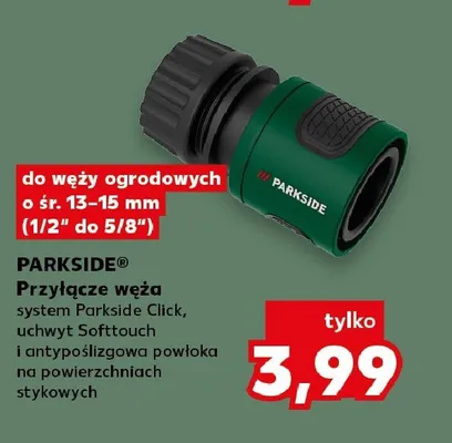 Przyłącze węża PARKSIDE do węży ogrodowych o śr. 13-15mm (1/2" do 5/8") promocja w Kaufland