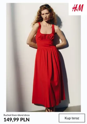 Sukienka H&M Ruched linen-blend dress promocja w H&M