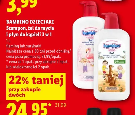 Szampon żel do mycia i płyn do kąpieli 3w1 Bambino Dzieciaki Flaming promocja w Lidl
