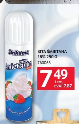 Bita śmietana spray Bakoma promocja w Selgros