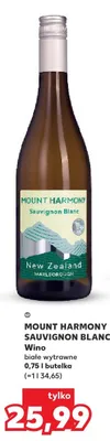 Wino białe wytrawne Mount Harmony Sauvignon Blanc promocja w Kaufland