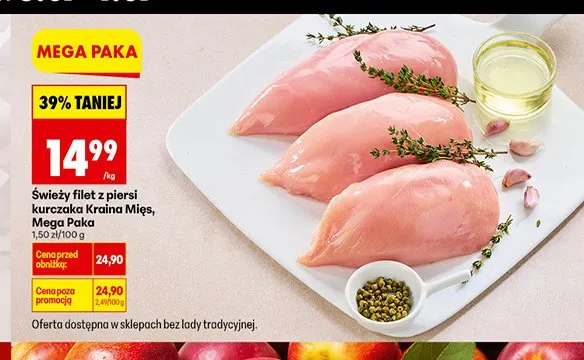 Świeży filet z piersi kurczaka Kraina Mięs Mega Paka promocja w Biedronka