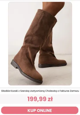 Gładkie kozaki z szeroką usztywnianą cholewką o fakturze zamszu Reneé promocja w Renee