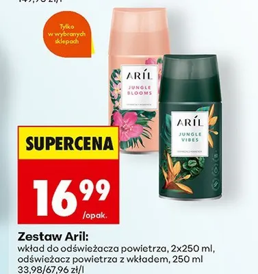 Zestaw Aril wkład do odświeżacza powietrza + odświeżacz powietrza z wkładem promocja w Biedronka