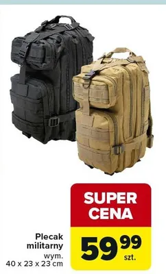 Plecak militarny 40 x 23 x 23 cm promocja w Carrefour