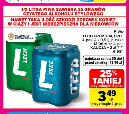Piwo Lech Premium 4-pak promocja w Carrefour