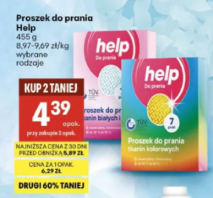 Proszek do prania Help do tkanin białych i jasnych promocja w Delikatesy Centrum