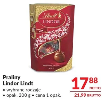 Praliny Lindor Lindt wybrane rodzaje promocja w Makro