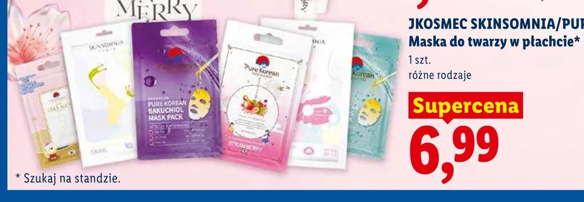 Maska do twarzy w płachcie PURE KOREAN Strawberry promocja w Lidl