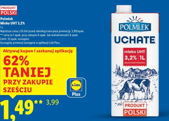 Mleko UHT 3,2% promocja w Lidl