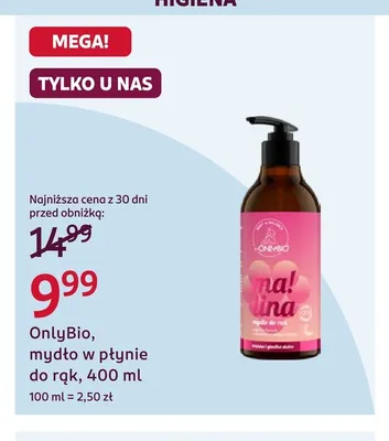 Mydło w płynie do rąk OnlyBio promocja w Rossmann