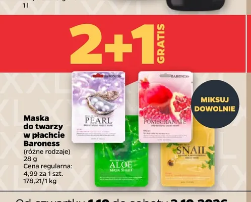 Maska do twarzy w płachcie Baroness promocja w Netto