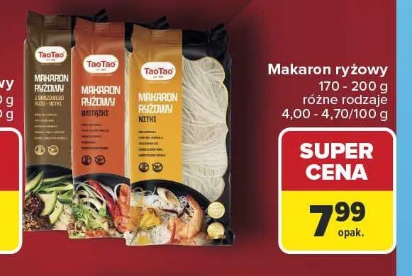 Makaron ryżowy nitki TaoTao promocja w Carrefour