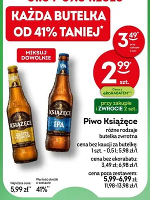 Piwo Książęce różne rodzaje promocja w Żabka