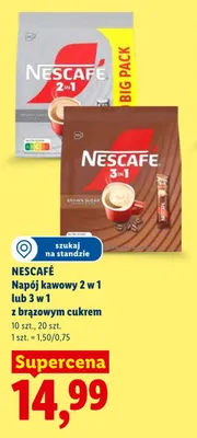 Napój kawowy Nescafe 3 w 1 z brązowym cukrem 10-pak promocja w Lidl