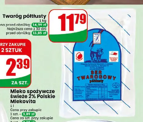 Twaróg półtłusty OSM Łowicz promocja w Dino
