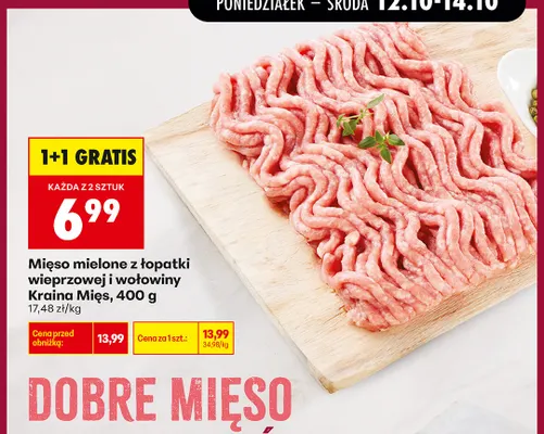 Mięso mielone z łopatki wieprzowej i wołowiny Kraina Mięs promocja w Biedronka