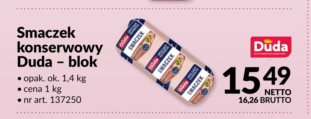 Smaczek konserwowy Duda blok promocja w Makro