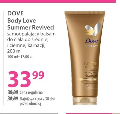 Balsam samoopalający do ciała Dove Body Love Summer Revived promocja w Hebe
