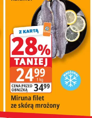 Miruna filet ze skórą mrożony promocja w Leclerc