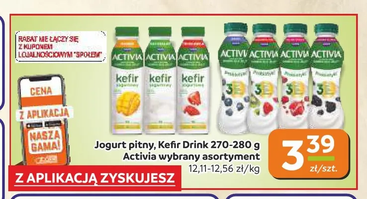 Jogurt pitny, kefir drink Activia promocja w Społem Częstochowa