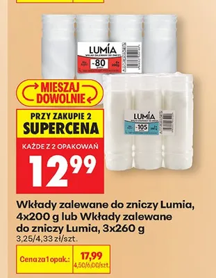 Wkłady zalewane do zniczy Lumia 3-pak promocja w Biedronka