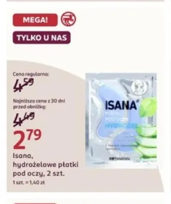 Hydrożelowe płatki pod oczy Isana promocja w Rossmann