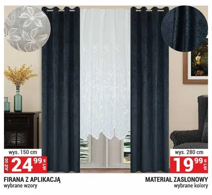 Materiał zasłonowy wys. 280cm promocja w Merkury Market