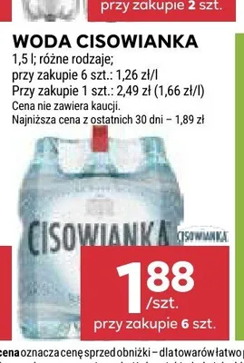 Woda Cisowianka Niegazowana promocja w Stokrotka