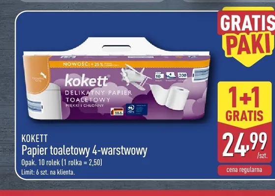 Papier toaletowy 4-warstwowy Kokett promocja w Aldi