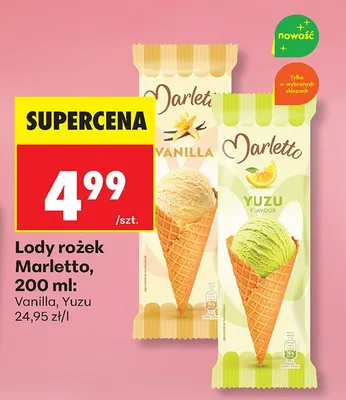 Lody rożek Marletto Vanilla promocja w Biedronka