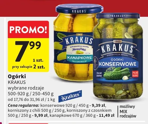 Korniszony z chili Krakus promocja w Intermarche