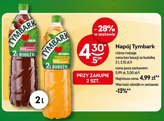 Napój Tymbark jabłko wiśnia promocja w Żabka