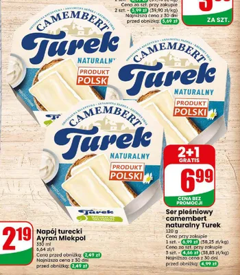 Ser pleśniowy camembert naturalny Turek promocja w Dino