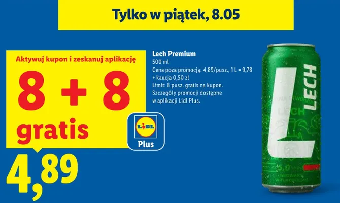 Piwo 8+8 GRATUS promocja w Lidl