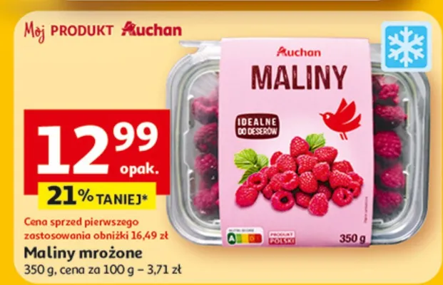 Maliny mrożone promocja w Auchan
