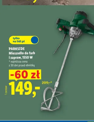 Mieszadło do farb i zapraw Parkside 1550W promocja w Lidl