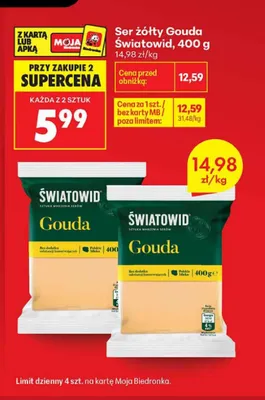 Ser żółty Gouda Światowid promocja w Biedronka