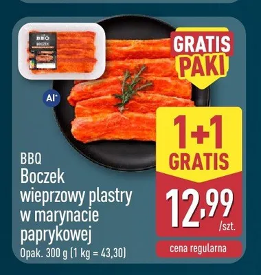 Boczek wieprzowy plastry w marynacie paprykowej BBQ promocja w Aldi
