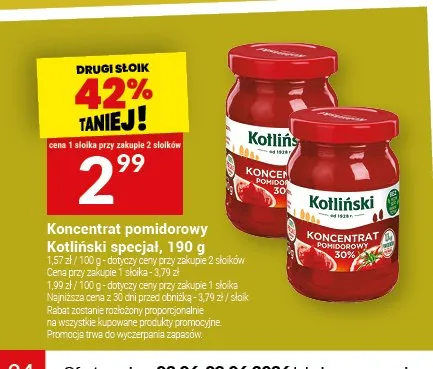 Koncentrat pomidorowy Kotliński specjał promocja w Twój Market