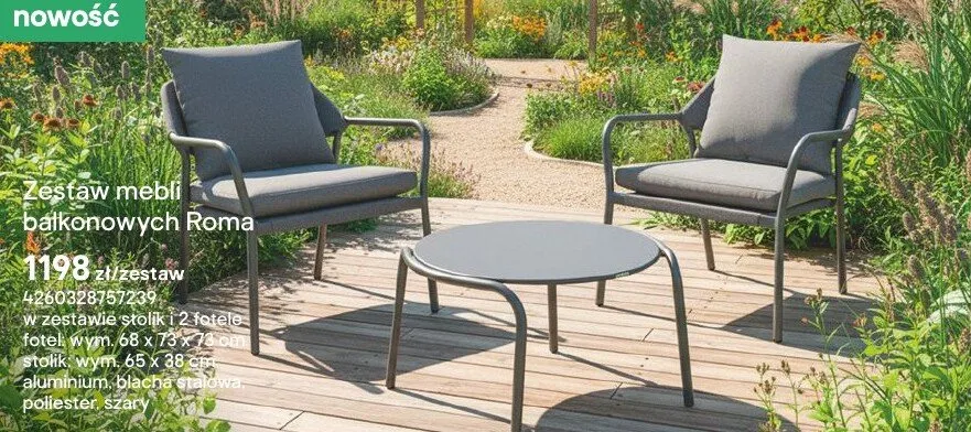 Zestaw mebli balkonowych Roma promocja w Castorama