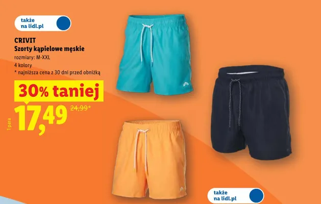 Szorty kąpielowe męskie CRIVIT promocja w Lidl