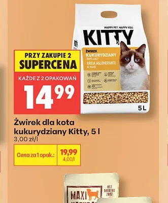 Żwirek dla kota kukurydziany Kitty promocja w Biedronka