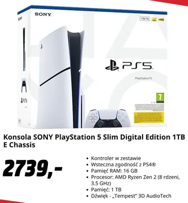 Konsola Sony PlayStation 5 Slim Digital Edition 1TB E Chassis promocja w Media Markt