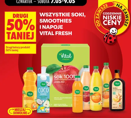 Sok 100% jabłkowy Vital Fresh mętny bezpośrednio tłoczony promocja w Biedronka