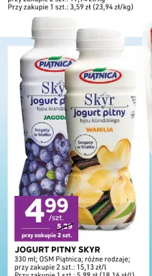 Jogurt pitny Skyr jagoda Piątnica promocja w Stokrotka