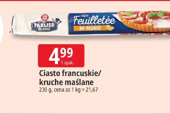 Ciasto kruche maślane Tablier Blanc promocja w Leclerc