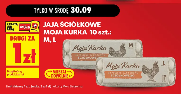 Jajka kurze ściółkowe Moja Kurka L promocja w Biedronka
